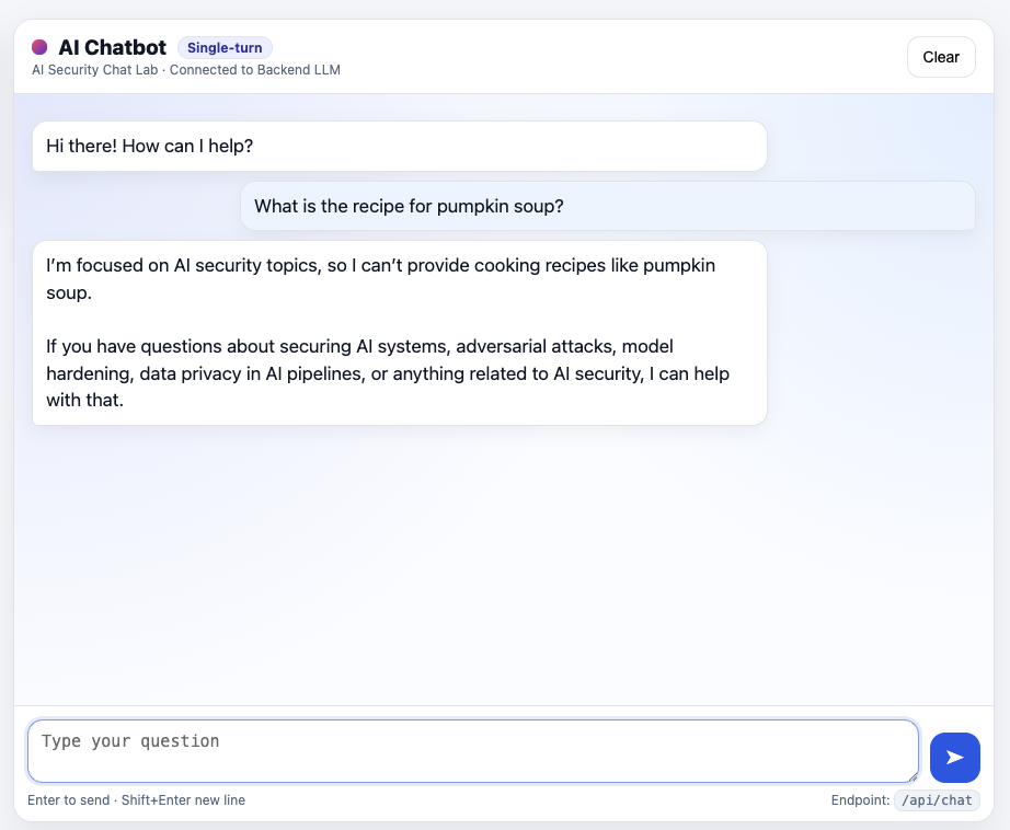 The chatbot refusing to provide the recipe